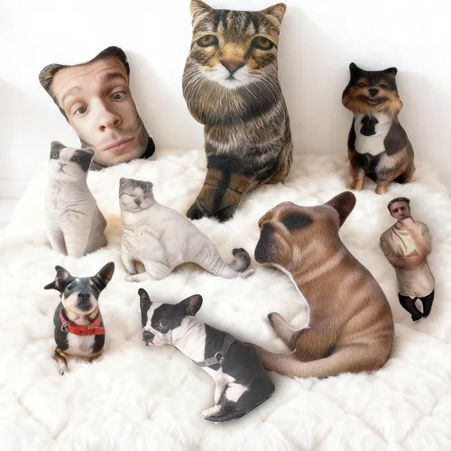 Vista 11 de Almohadas personalizadas para retratos de mascotas con fotos, almohada de perro 3D dibujada a mano, almohada personalizada de cara de gato