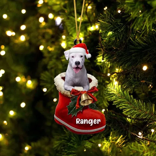 Vista 35 de Amantes de los perros de Navidad – Akita Inu Dog in Santa Boot Adorno de Navidad, adorno personalizado en forma 2D, adorno de Navidad, personaliza