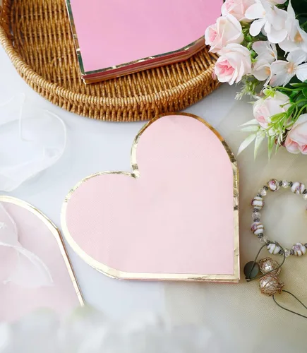 Vista 6 de Servilletas de corazón – Paquete de 48 – Servilletas en forma de corazón a granel desechables para decoraciones del día de San Valentín, servilletas