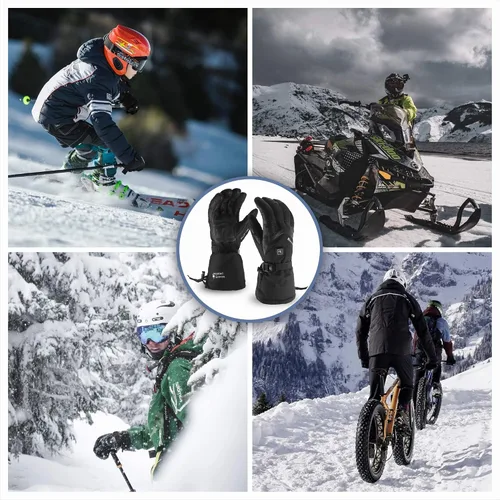 Vista 5 de Roaming Guantes calefactados recargables para hombres y mujeres, guantes de esquí con calefacción eléctrica para motocicleta, snowboard, patinaje