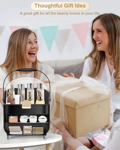 Vista 6 de Organizador de maquillaje para encimera, soporte para cuidado de la piel, organizador de mostrador de baño, caja de almacenamiento, vitrinas