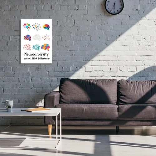 Vista 5 de JANLAN We All Think Differently Neurodiversity - Lienzo decorativo de pared para psicólogo, consejero escolar, terapia de oficina, decoración