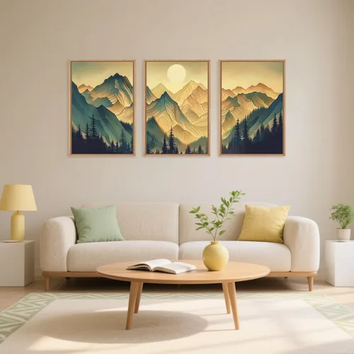 Vista 14 de Celestdeco Juego de arte de pared en lienzo abstracto y neutro grande con marco naranja, moderno y minimalista para pared, diseño geométrico bohemio