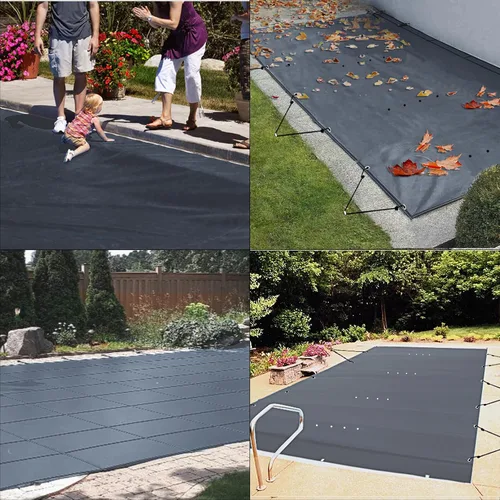 Vista 8 de VEVOR Cubierta rectangular para piscina de 12 x 20 pies, toldo de invierno de PVC color carbón, impermeable y repelente de suciedad