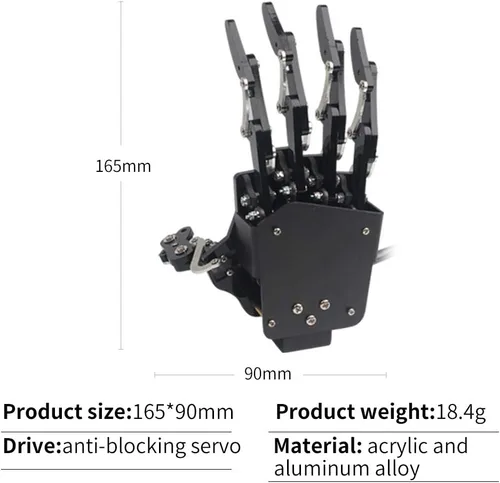 Vista 7 de Mano de Robot de Cinco Dedos con Movimiento Exclusivo, Brazo Mecánico Biónico de Robot de Bricolaje, Mano Izquierda