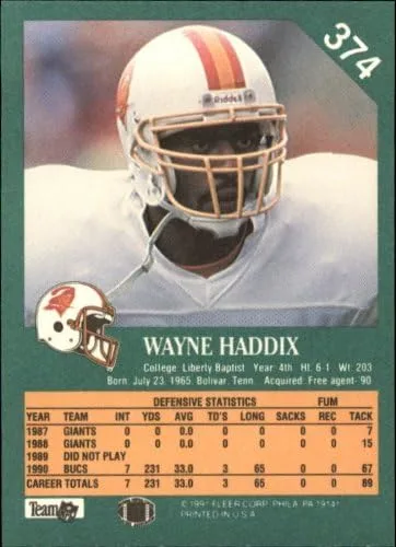 Vista 2 de 1991 Fleer #374 Wayne Haddix