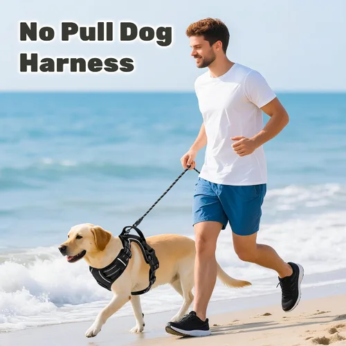 Vista 7 de Arnés para perro sin tirones, a prueba de escape, chaleco reflectante ajustable con asa de control, arnés para mascotas sin estrangulamiento