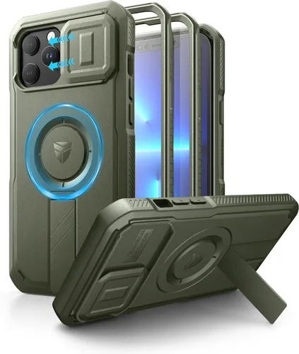 Vista 116 de Dexnor - Funda para iPhone 12 & iPhone 12 Pro con tapa deslizante para cámara, soporte ajustable y protector de pantalla integrado, carcasa