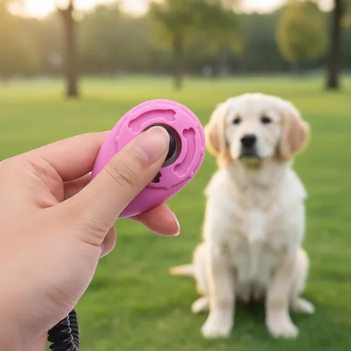 Vista 7 de 2 unidades de clicker rosa para perros para entrenamiento, fáciles de usar con botón accesorios de entrenamiento para perros, fuertes y duraderas
