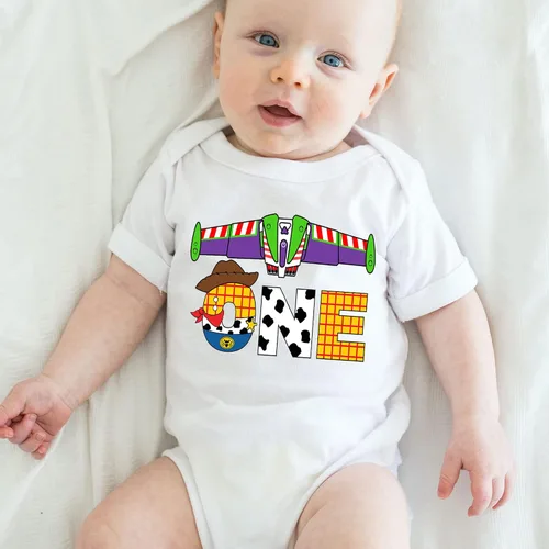 Vista 4 de Toy First Birthday Shirt I'm One Outfit Girl Boy Party Bodysuit