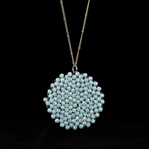 Vista 3 de Collar con colgante de cristal hecho a mano con forma de círculo para mujer, collares largos y encantadores