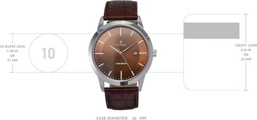 Vista 3 de Titan Workwear - Reloj de vestir para hombre, cuarzo, resistente al agua, acero inoxidable o correa de cuero