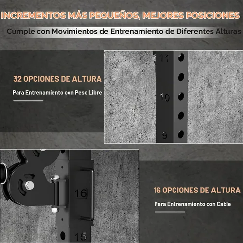 Vista 6 de Cofiyard Jaula de potencia, estante de potencia con sistema de polea doble, estante multifuncional para sentadillas con Cable Crossover, máquina