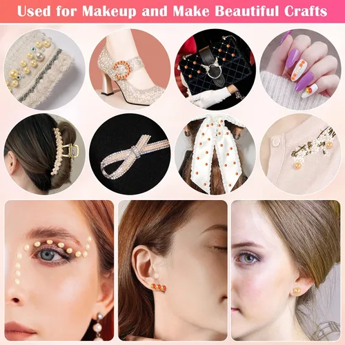 Vista 5 de 10000 perlas para uñas de diamantes de imitación para uñas con 4 piezas de pegamento B7000 de 0.5 fl oz, perlas para manualidades, 4