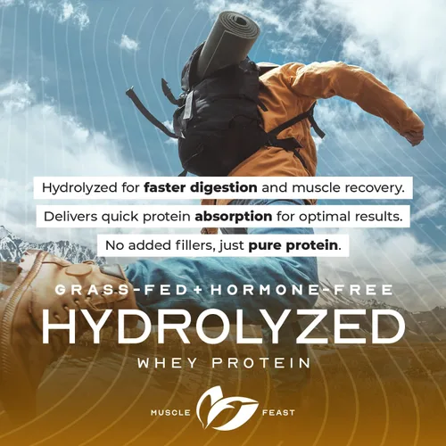 Vista 7 de Muscle Feast - Proteína de suero hidrolizada alimentada con pasto en polvo, chocolate (2 libras) All Natural Hormone-Free, Hydro Whey Powder for
