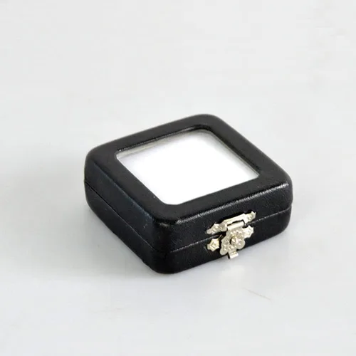 Vista 3 de 2 cajas de exhibición de piedras preciosas de piel sintética negra, caja de joyería de diamantes sueltos, soporte para caja de almacenamiento