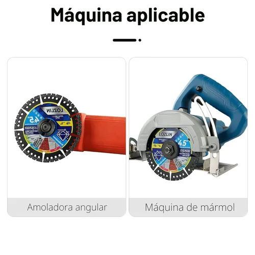 Vista 8 de LOZLIN Paquete de 3 Hojas de Sierra Multiusos de Diamante de 4.5" - Discos de Amoladora Angular de Servicio Pesado para Cortar