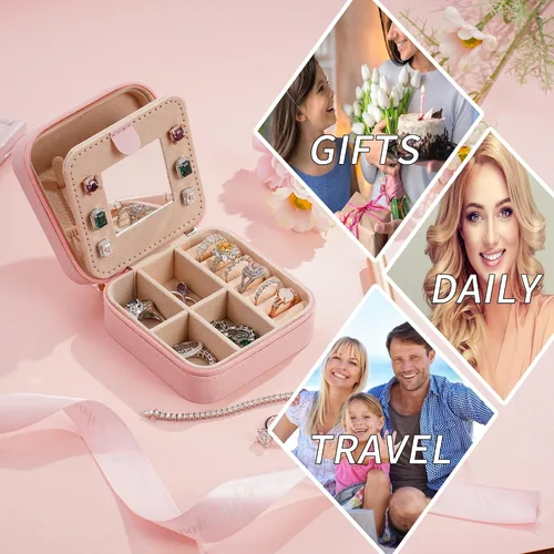Vista 7 de Parima Regalos de inauguración de la casa - Organizador personalizado de joyería rosa para viajes Cosas de preparación rosa y decoración