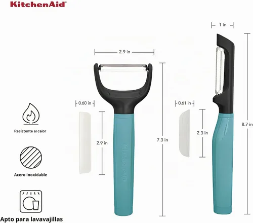 Vista 2 de KitchenAid Universal Euro Y Pelador, Juego De 2, Aqua aguamarina (Aqua Sky)