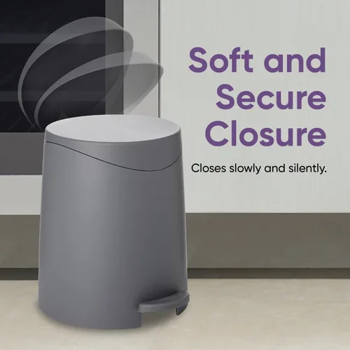 Vista 4 de Superio MIni - Cubo de basura con tapa de 3 litros, color gris, mini cubo de basura de plástico de 0.75 galones, moderno bote de basura con pedal