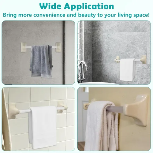 Vista 8 de Paquete de 2 toalleros de porcelana para barra de toallero, soporte de poste de soporte de azulejos, soporte de cerámica para toallas de baño, Beige