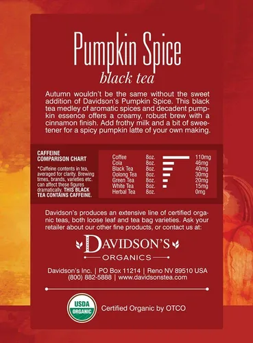 Vista 4 de Davidson's Organics, especias de calabaza, 8 bolsas de té, paquete de 12