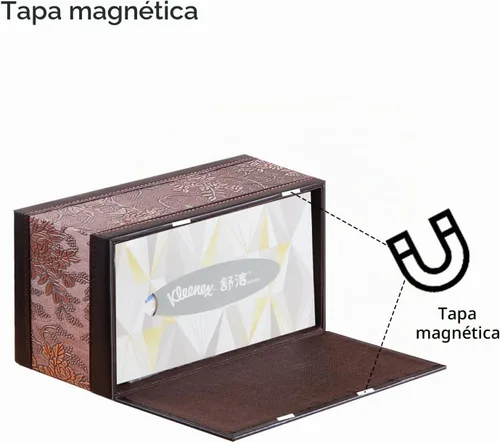Vista 4 de Funda rectangular de cuero para caja de pañuelos, soporte de caja de pañuelos moderno rectangular para toallas de papel, dispensador de pañuelos