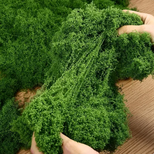 Vista 2 de Musgo verde falso para plantas en maceta, musgo artificial, musgo verde para manualidades para decoración de manualidades, arte en maceta