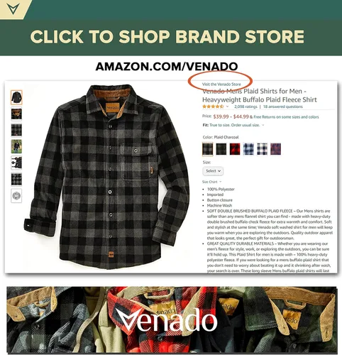 Vista 7 de Venado Camisas a cuadros para hombre Camisa pesada de vellón a cuadros Suave