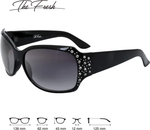 Vista 3 de The Fresh Gafas de sol clásicas de moda con diamantes de imitación de moda con caja de regalo