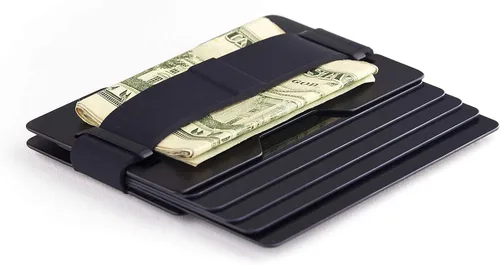 Vista 3 de Radix One Black Steel - sujeta billetes cartera fuerte ultradelgada para bolsillo frontal minimalista con bloqueado de identificación por