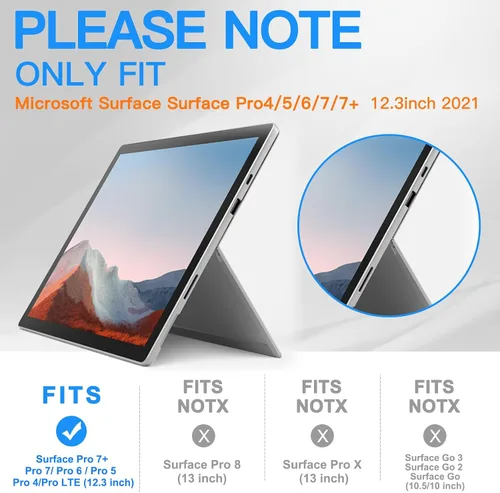 Vista 2 de BRAECNstock Funda protectora resistente a prueba de golpes para Microsoft Surface Pro 7+ Plus, 7, 6, 5, 4 pulgadas, con correa de mano y soporte