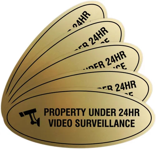 Vista 31 de Cartel de vigilancia oval PROPERTY UNDER 24HR - Negro - Pequeño (1 paquete)