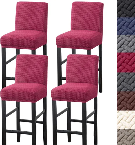 Vista 10 de HFCNMY Fundas para taburetes de bar, paquete de 2 fundas elásticas para taburetes de bar con respaldo, fundas de taburete de bar de jacquard