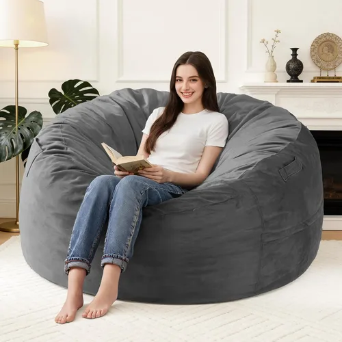 Vista 65 de Silla Puf de 2 Pies con Funda de Terciopelo Ultra Suave Sofá Puf con Espuma con Memoria Sillas Puf de Tamaño Grande Sofá Perezoso para Dormitorio