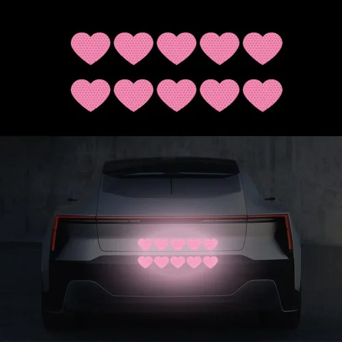 Vista 8 de 10 calcomanías de vinilo de corazón para automóviles, cubierta reflectante de alta intensidad para arañazos, calcomanías para parachoques de Azul