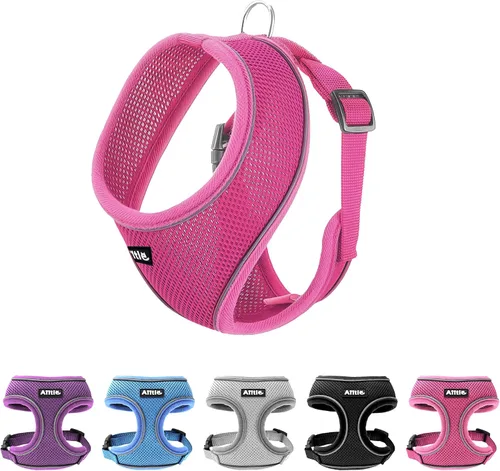 Vista 9 de AIITLE Arnés para cachorro, malla transpirable de triple capa, ajuste ajustable y diseño reflectante, chaleco sobre la cabeza sin asfixia para uso