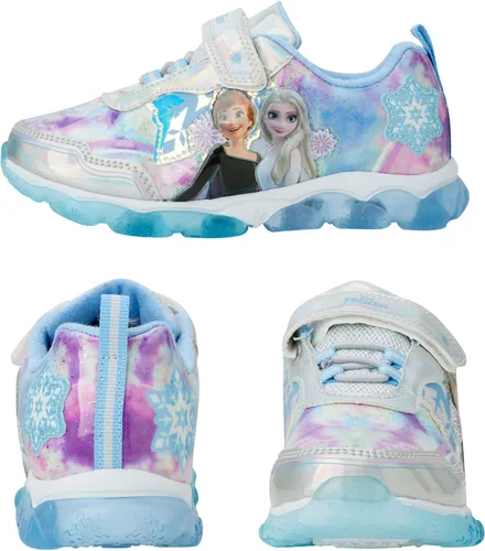 Vista 3 de Disney Zapatillas de deporte Frozen para niñas sin cordones con luz para correr bebéniña pequeña Púrpura tornasol
