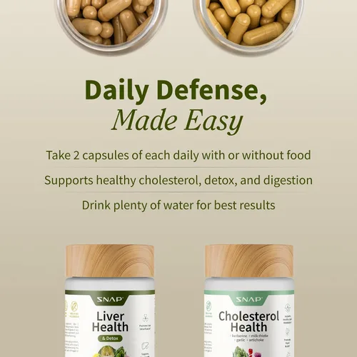 Vista 4 de Snap Supplements Paquete de suplementos para la salud del hígado y desintoxicación y salud del colesterol, apoya la salud del corazón, hígado
