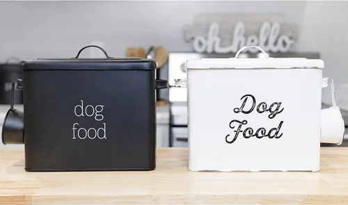 Vista 9 de AuldHome Design - Contenedor retro para comida de perro (negro); contenedor de almacenamiento moderno de estilo granja para comida de mascotas