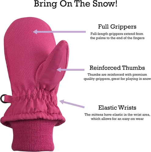 Vista 5 de N'Ice Caps - Manoplas impermeables con Thinsulate, para bebés o niños pequeños, manoplas de nieve, para el invierno, fáciles de poner
