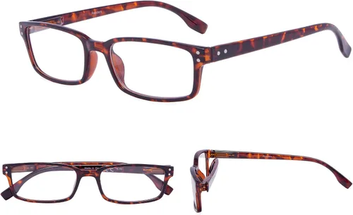 Vista 6 de GUD 4 pares de anteojos de lectura de estilo clásico, cómodos anteojos para lectura para mujeres y hombres (2 negros + 2 DEMI, 0.50)