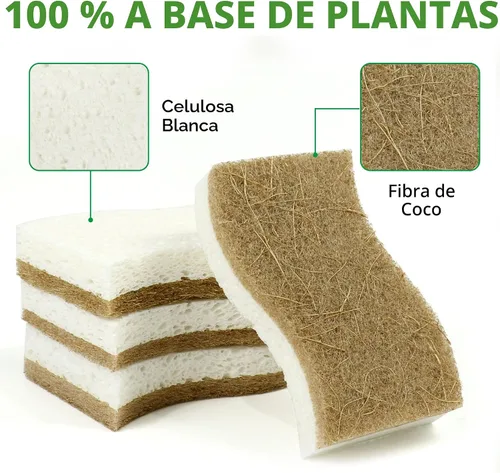 Vista 3 de Paquete de 9 esponjas de cocina naturales biodegradables