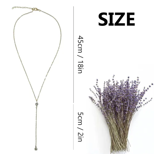 Vista 6 de Handmade Lariat Necklace for Women 18K Gold Plated Dainty Drop Y Chain Necklace Jewelry for Women Girl Gifts with Simulated Diamond16 to 18