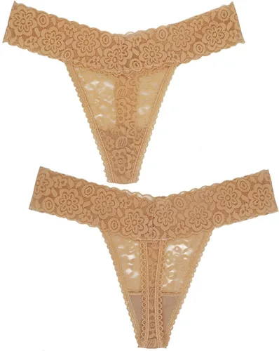 Vista 2 de Tangas de encaje para mujer, talla grande, ropa interior sexy con espalda en T elástica, ropa interior para mujer, paquete de 5610