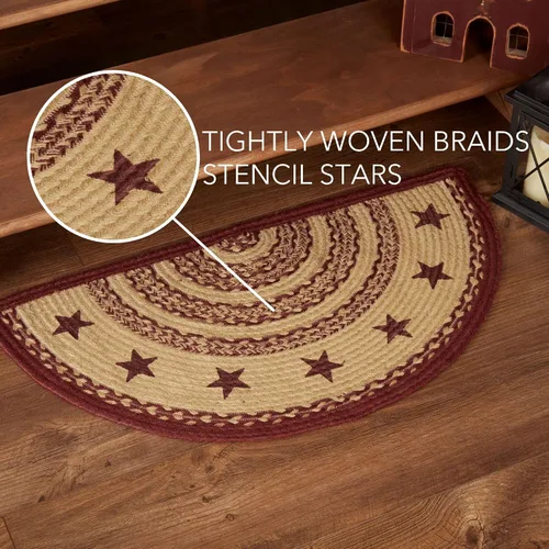 Vista 3 de VHC Brands Alfombra de yute marrón burdeos con diseño de estrellas y almohadilla de 16.5 x 33 pulgadas