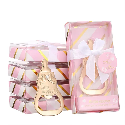 Vista 11 de 6 piezas de regalos de devolución de baby shower para suministros de invitados, abrebotellas con forma de poppin, recuerdo de boda con embalaje Azul