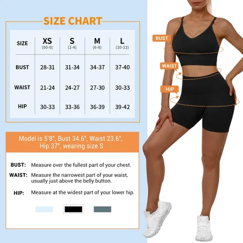 Vista 3 de Sportneer Workout Sets for Women 2 Piece Ribbed Seamless Y-back Longline Sports Bra High Waist Shorts Matching Gym Yoga