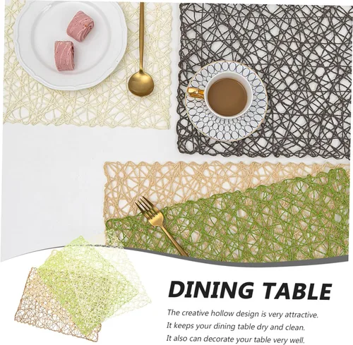 Vista 7 de Mikinona 4 manteles individuales tejidos de cuerda de papel de ratán, manteles individuales de papel aislados, tapete decorativo para colocar tazas