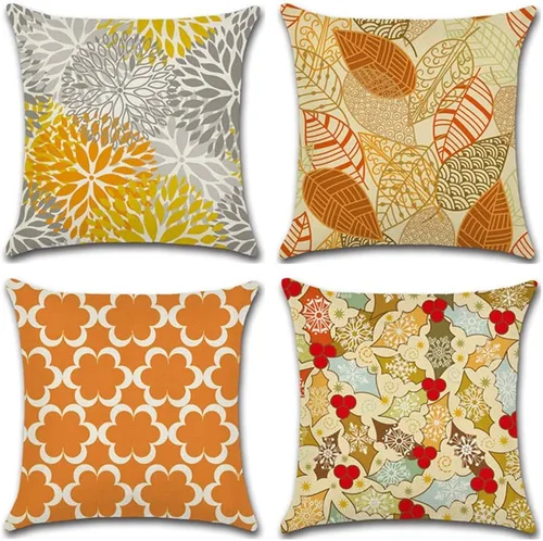 Vista 10 de Juego de 4 fundas de almohada de 18 x 18 pulgadas, modernas fundas de almohada para sofá, decoración para el hogar, exterior, tela de lino Estilo 1